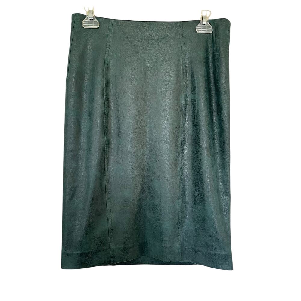 Byron Lars Beauty Mark Hunter Green Faux Suede Pencil Skirt Size 6 Boho Chic